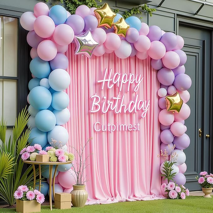 Wokceer Pink Backdrop Curtain for Wedding Parties 10x8FT Photo Polyester Backdrop Drapes for Wedding Photoshoot Baby Shower Birthday Party Curtains Photography Background 2 Panels 5x8FT
