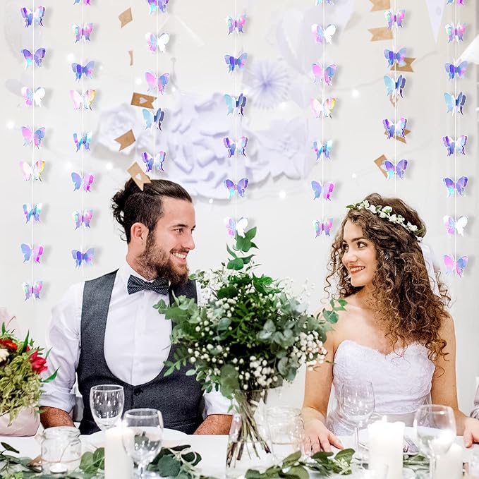 Zonon 8 Pieces Butterfly Garland Party Decoration Floral Banner Butterflies Hanging Decor Streamers for Garden Wedding Holiday Birthday Baby Shower Tea Party (2.8 x 2.4 Inches)
