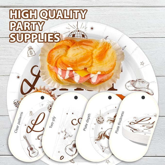 96Pcs Last Rodeo Bachelorette Party Decorations Wild Wife Plates and Napkins Tableware Set Cowgirls and Cocktails Decorations for Western Cowgirl Bride to Be Bachelorette Supplies Serves 24