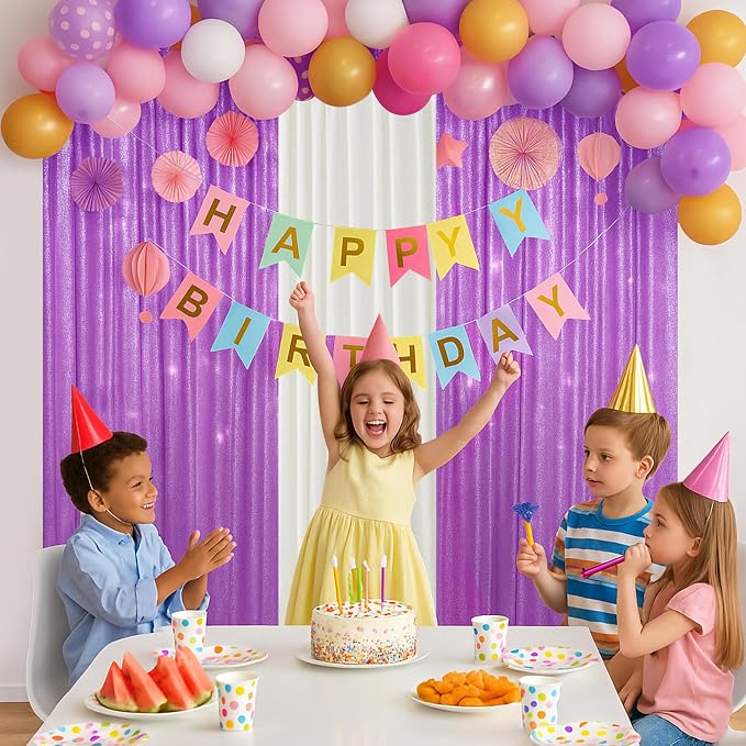 PartyDelight Sequin Backdrop Curtains 2x8ft 2 Panels | 3mm stitched sequin curtain with 4 inch rod pocket for 2x8ft 2 panel doorway window side drape narrow photo booth strip