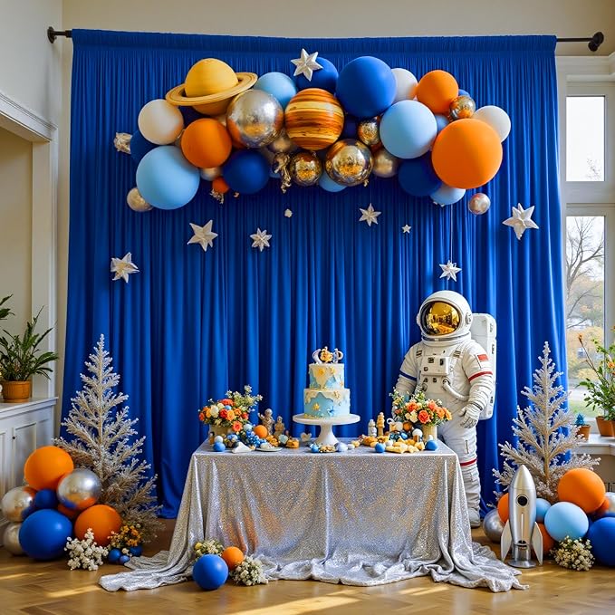 Gallety Royal Blue Backdrop Curtain for Wedding, Photo Backdrop Curtain for Bridal Shower Decorations - 10FT x 10FT Stage Curtains for Graduation Dances,Birthday Party,Holiday Celebration