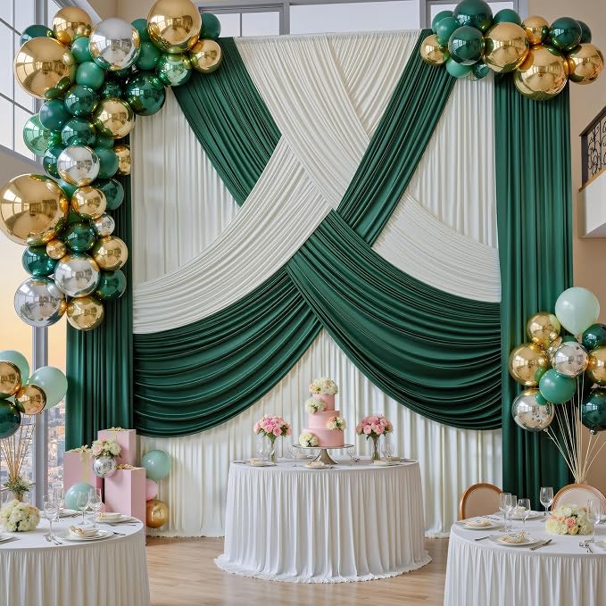 30ftx15ft Ivory Backdrop Curtains for Parties, 6 Panels 5x15FT Wrinkle Free Long Silky Polyester Ivory Photo Backdrop Drapes Back Drop Cloth for Wedding Birthday Photography Background Decor