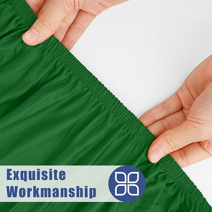 Moosfor Spandex 8 Foot Rectangle Table Cloth 4 Pack, Elastic Fitted Tablecloths for Picnic, Stretch Washable Patio Table Cover for Outdoor, Camping, Banquet and Parties (Emerald Green, 30"x96")