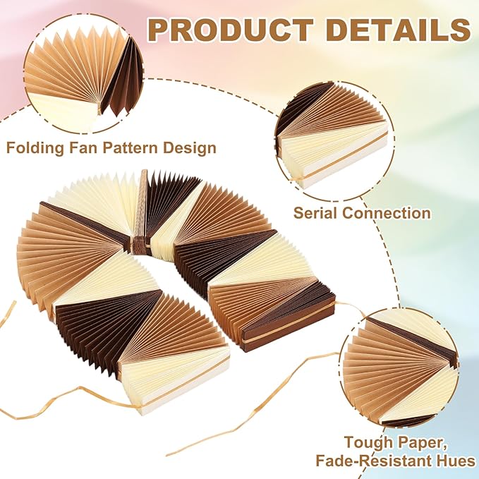 uxcell Paper Fan Garland, 5.25ft Paper Garland Hanging Decorations Set Party Hanging Decorations Fans for Birthday Parties Holiday Ornaments Family Gatherings Weddings, Brown