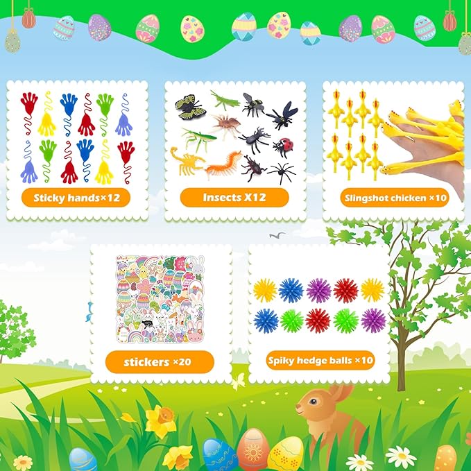 GOAUS Easter Egg Fillers Party Favors for Kids, 220 Pcs Small Toys Prizes Bulk, Goodie Bags Stuffers, Treasure Box Toys for Classroom, Prize Box Birthday Goody Bag
