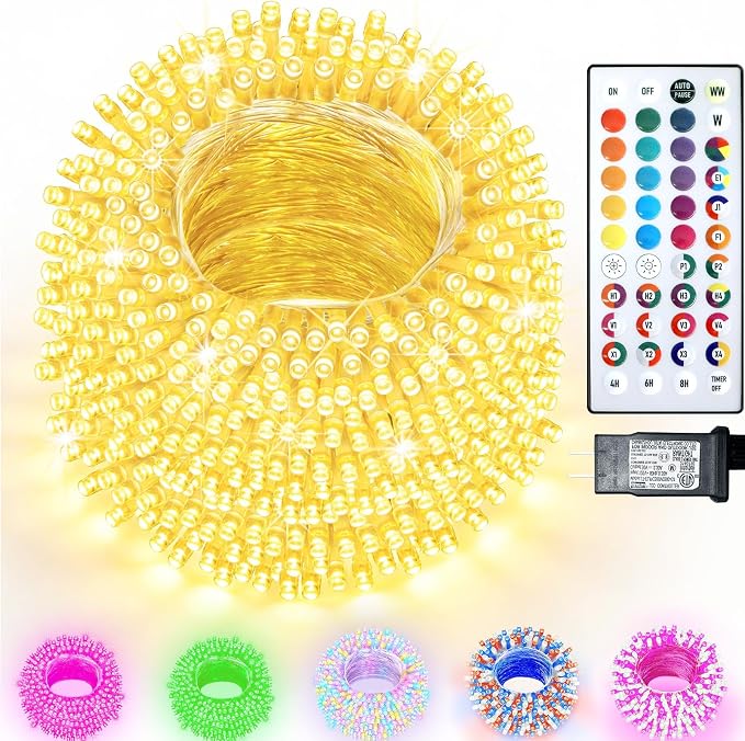 164FT 500LED Christmas Lights Color Changing, 35 Colors Halloween String Lights with Remote, Waterproof Twinkle Fairy Light Clear Wire for Bedroom Xmas Indoor Outdoor Holiday Party