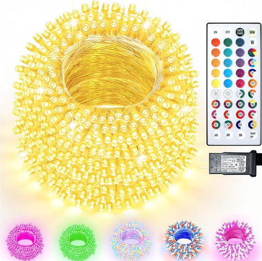 164FT 500LED Christmas Lights Color Changing, 35 Colors Halloween String Lights with Remote, Waterproof Twinkle Fairy Light Clear Wire for Bedroom Xmas Indoor Outdoor Holiday Party
