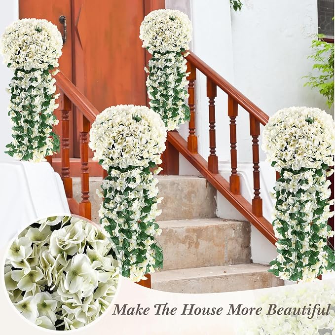 10 Pack 10 Pack Artificial Hanging Flowers Garland Arch Flowers for Wedding Ceremony Wall Home Floral Party Garden Outdoor Decoration (White)