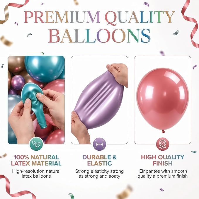 Balloon Column Kit for Floor-7 Colors Metallic Balloon Stand Kit,Base&Pole,Balloon Tower Backdrop Arch Decoration for Wedding,Bridal&Baby Shower,Birthday Party,Anniversary,Graduation
