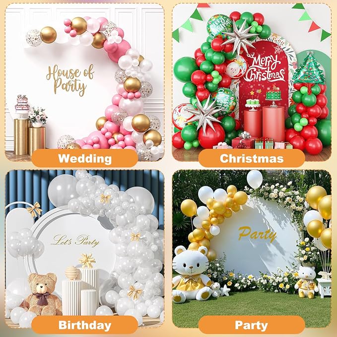 7.2ft and 5.9ft Half Balloon Arch Stand Kit with Heavy Duty Base, Comes with 8 Water Filling Bags - Metal Frame for Weddings, Birthdays, Party Backdrop Decoration.