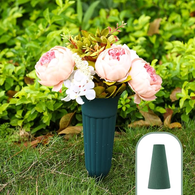 Shihanee 12 Pcs Floral Foam Cones for Artificial & Fresh Flowers, 4.72 x 2.8 Inch Wet & Dry Green Foam Blocks for Cemetery Vase Inserts, Wedding Centerpieces, and DIY Flower Arrangement Supplies