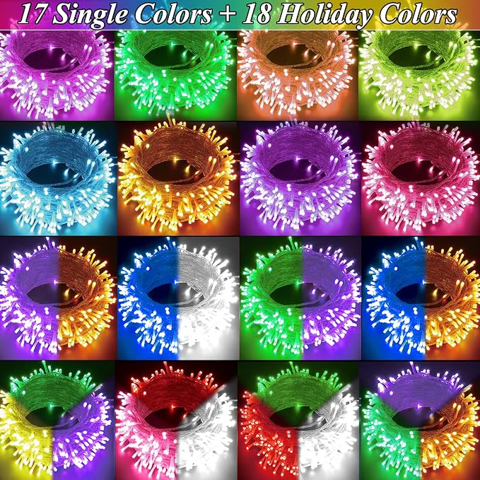 Color Changing Christmas Lights, 200 LED 35 Colors String Lights Indoor Outdoor with Remote, Waterproof Connectable Twinkle Lights Plug in for Xmas Tree Halloween Party Wedding Room Decor