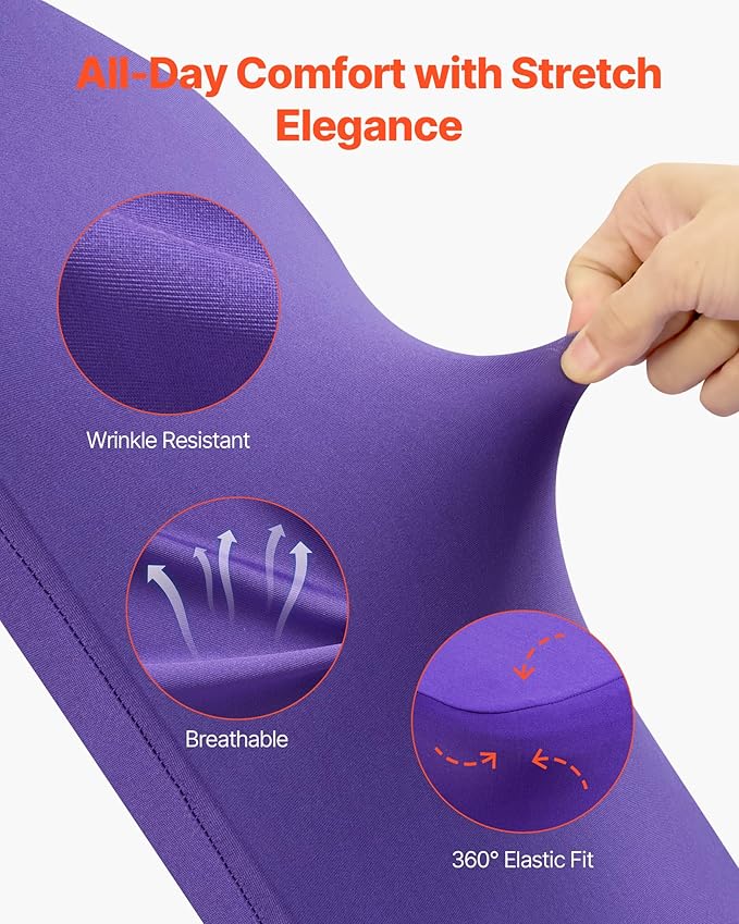 VEVOR Chair Covers, Polyester Spandex Chair Cover, Stretch Slipcovers for Wedding Party Dining Banquet Flat-Front Chair Covers (Purple-a, 50PCS)