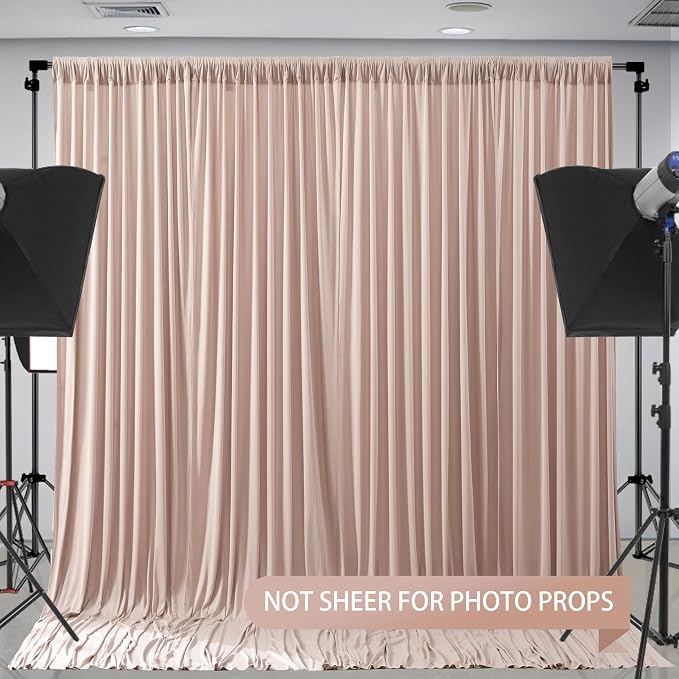 Nude Blush Backdrop Curtains-Wrinkle-Free Polyester Photography Drapes Party Curtain Background for Baby Shower Wedding Decorations- 8 X10FT