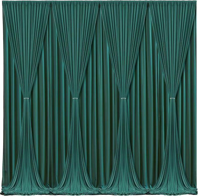 Hunter Green Backdrop Curtain-Wrinkle-Free Polyester Fabric Green Photography Curtains for Wedding Party Photo Background Decorations- 32 X10FT (Hunter Green)