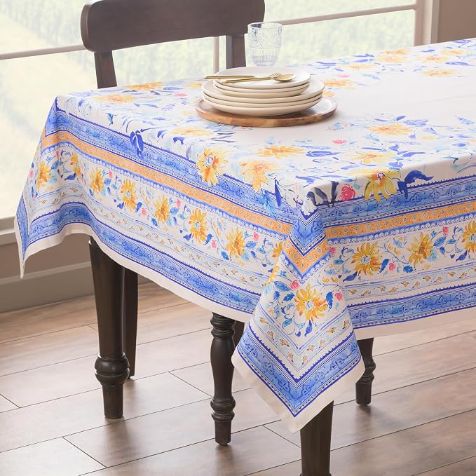 Maison d' Hermine Table Cloth Rectangle Table 100% Cotton 70 x 140 Inches Tablecloth Reusable Decorative for Dining Kitchen Room Farmhouse Party Home Hotel Restaurant Spring Summer - Girassol