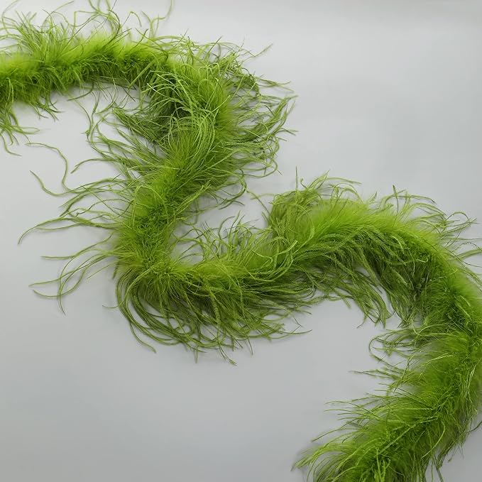 Soarer Green Ostrich Feather Boa - 2Yards 1Ply Long Boas for Party,Home Decor,DIY Craft Sewing(Lime Green)