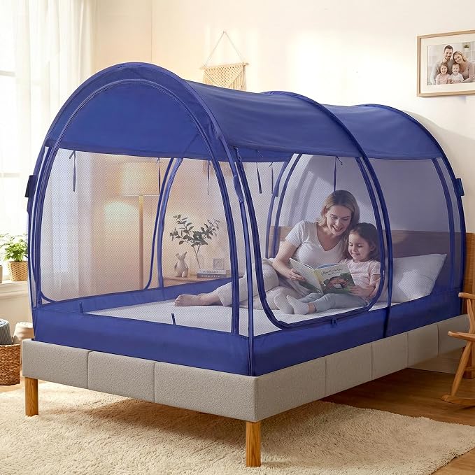 LEEDOR® Bed Tent Dream Tent Bed Canopy Shelter Cabin Sleeping Tent Indoor Pop Up Privacy Warm Breathable Mosquito Mesh Twin/Full/Queen for Kids and Adult (Mattress Not Included)