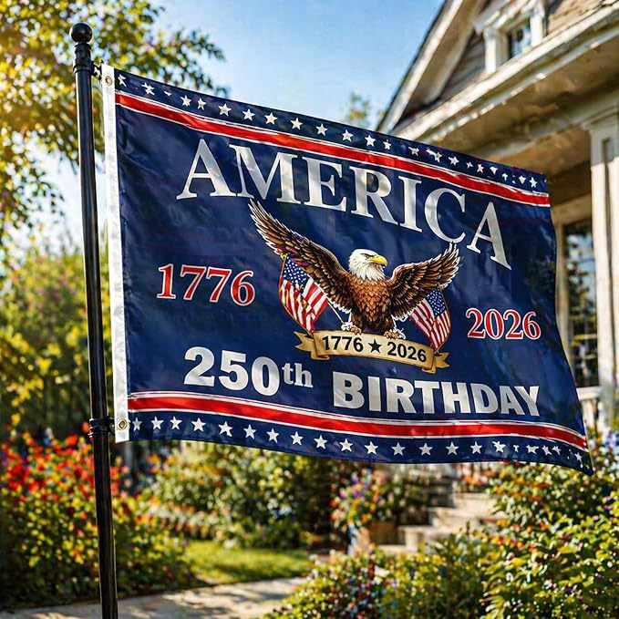 250th Anniversary American Flag - Double Sided 3-Ply Flag for outside,4th of July Decorations Independence Day,USA Flag 250 Year Anniversary for Outdoor Decoration