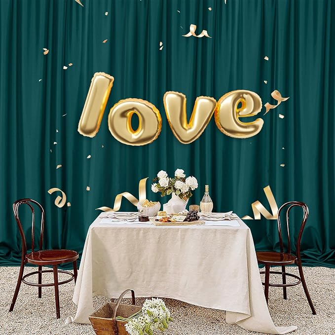 MEETSKY Hunter Green Backdrop Curtains for Parties Wedding Curtains Rod Pocket Green Photo Curtains Backdrop Sliding Drapes Backdrop Curtains for Birthday Party Photography, 5ft x 7ft, 2 Panels