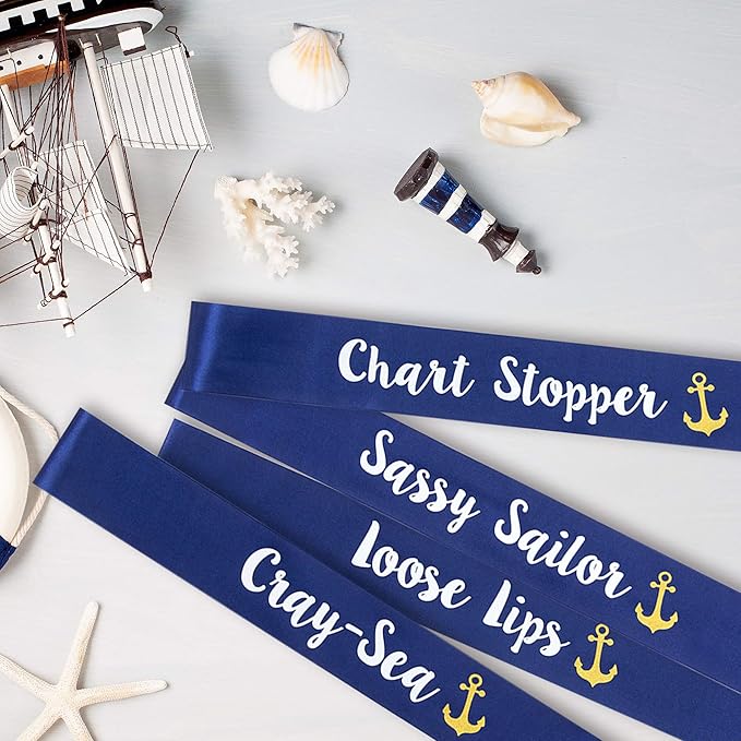 “Last Sail Before The Veil” Bachelorette Sashes | 18 Pack | 1 Bride to be Sash and 17 Bride Tribe Sashes with Fun Nautical Phrases