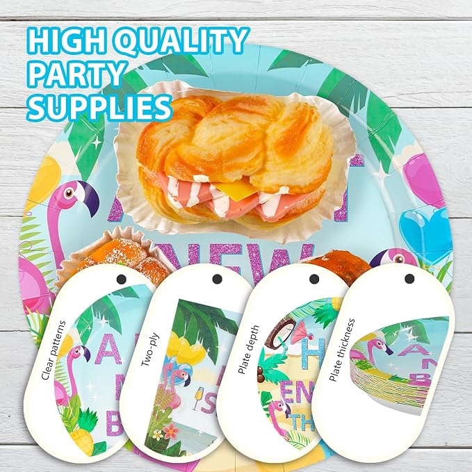 96Pcs Bach Island Bachelorette Party Supplies A Hot New Bride Plates and Napkins Tropical Island Theme Tableware Set for Love Theme Bridal Shower Bachelorette Party Decorations Serves 24