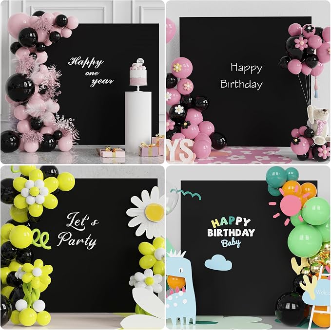 Fomcet 6.6FT x 6.6FT Gold Metal Square Backdrop Stand and Black Wedding Arch Cover Spandex Fabric for Birthday Party Baby Shower Anniversary Arch Stand Decoration