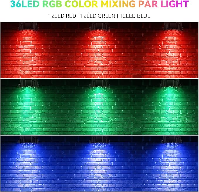 36LEDs RGB Stage Lights 4Pack: 36W Par Light- Remote & DMX Control - Sound Activated Corded Electric Uplights for Events Wedding Party Club Band Music Dance DJ Live Show Church Lighting