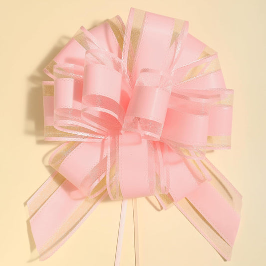 ZhXu Shuo 6 Pieces Large Pull Bows, 6 inches, Organza Fabric, Pink, Wedding & Birthday Occasion, Special Occasions, Classic & Traditional Style, Solid Pattern