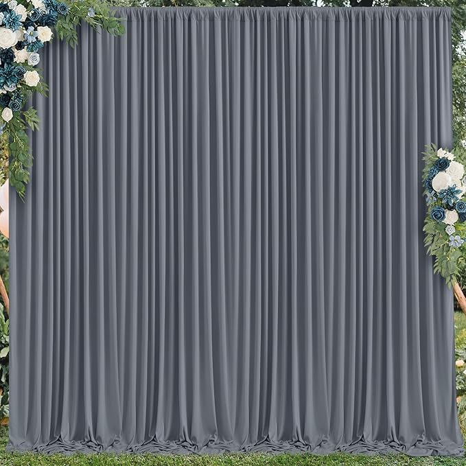 10x10 Charcoal Backdrop Curtain for Parties Wedding Wrinkle Free Silver Grey Photo Curtains Backdrop Drapes Fabric Decoration for Birthday Party Baby Shower 5ft x 10ft,2 Panels