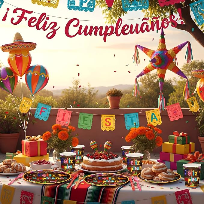 168 Pcs Mexican Birthday Party Supplies Fiesta Party Supplies Cinco De Mayo Taco Plates and Napkins Mexican Birthday Tableware Sets Serves 24