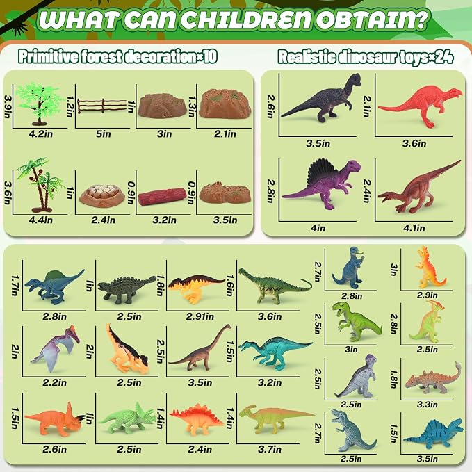 34PCS Dinosaur Toys for Kids 3-5 with Storage Box,Realistic Dinosaur Figures for Kids 3-5 Years Old,Birthday Gift for Boys Girls