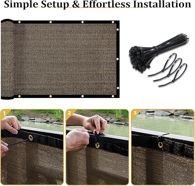 Shade&Beyond 8'x46' Brown Privacy Screen Fence Cover 170 GSM Fencing Mesh Fence Panel for Wall Garden Yard Backyard Indoor Outdoor Home Decoration