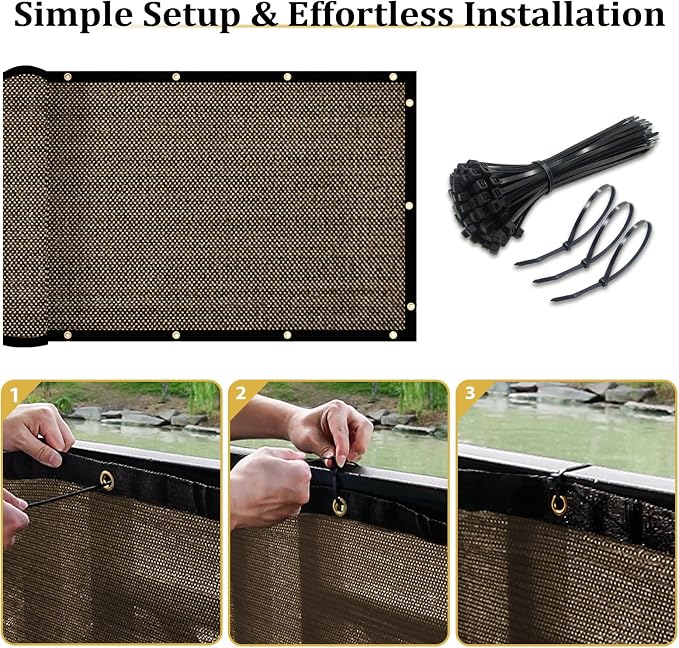 Shade&Beyond 6'x98' Brown Privacy Screen Fence Cover 170 GSM Fencing Mesh Fence Panel for Wall Garden Yard Backyard Indoor Outdoor Home Decoration