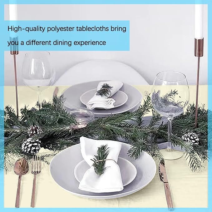 10 Pack Beige Tablecloth 60x102 inch Polyester Fabric Tablecloths for 6 Foot Rectangle Tables Wrinkle Resistant Tablecloth Washable Table Covers for Party Wedding Events and Camping
