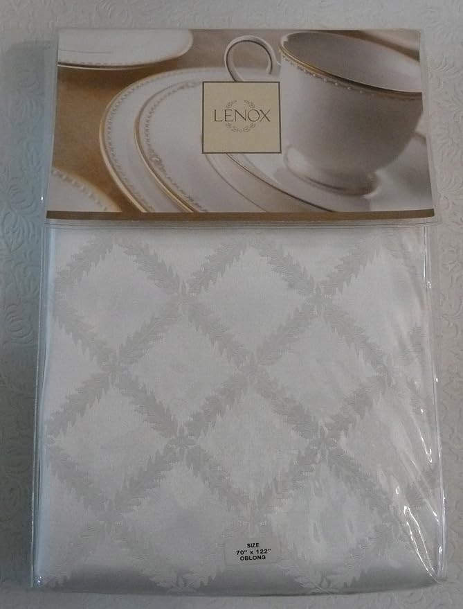 Lenox Laurel Leaf Tablecloth, White - 70"W x 122"L