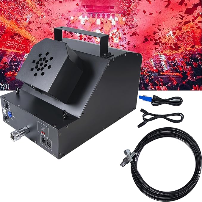 CO2 Fog Confetti Machine DMX Smoke Cannon Confetti Launcher Smoke Machine w/ 6m Hose CO2 Jet Confetti Machine Smoke Effect Decor for DJ Parties Birthday Parties Wedding