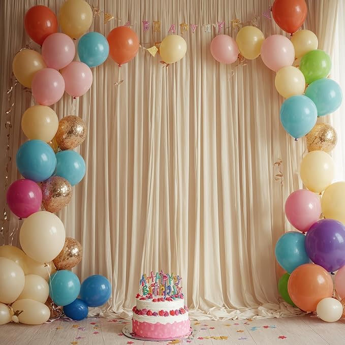 10ft x 8ft Wrinkle Free Champagne Backdrop Curtains for Parties, Thick Fabric Photo Backdrop Drapes for Weddings Photography Birthday Party Backgrpund Decor
