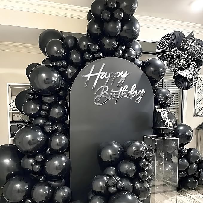 Happy Birthday Sign for Backdrop - Large Acrylic 'Happy Birthday' Mirror Sticker Sign for Birthday Balloon Arch Backdrop Party Wall Decor - Silver