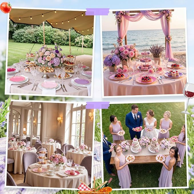 72 Pcs Pink and Purple Color Paper Plates 9 Inch Pink and Purple Gradient Scalloped Paper Disposable Dinner Dessert Plates for Birthday Wedding Bridal Party Supplies, 6 Colors