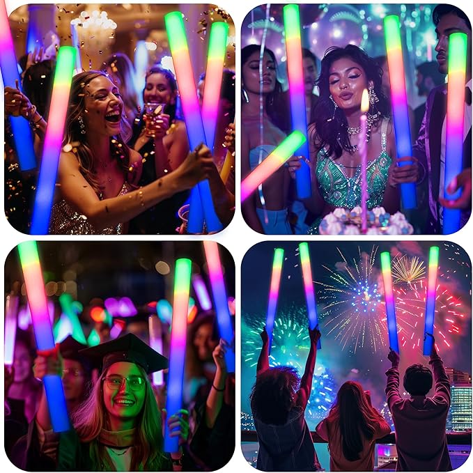 68 Pack Led Foam Sticks Bulk, Wedding Glow Sticks for Reception Props, White Light-up Sticks for Wedding，Light up foam Sticks, Party Light Sticks Pack, Light Sticks for Parties Bulk