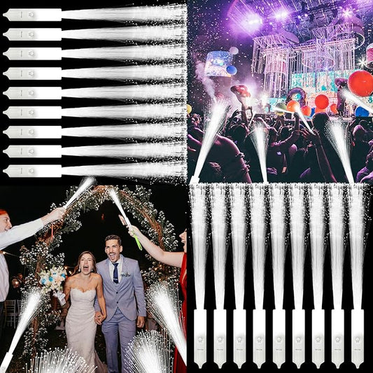 SHQDD 200 PCS White LED Fiber Optic Wands, Glow Sticks for Wedding, Bar DJ, Halloween & New Year