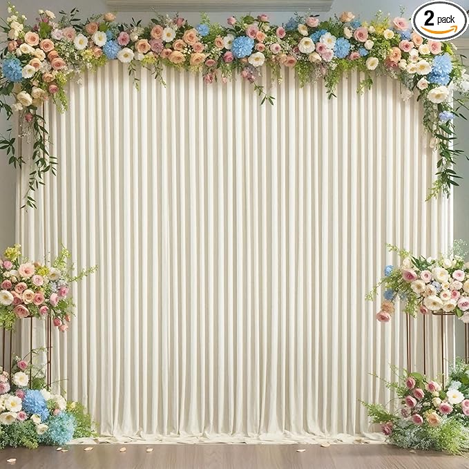 Beige Backdrop Curtain for Wedding Parties Wrinkle Free Ivory Photo Curtains Backdrop Drapes Fabric Decoration for Baby Shower Photoshoot 5ft x 7ft,2 Panels