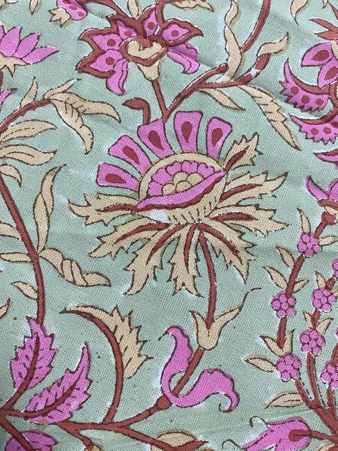 Ridhi Round Tablecloth Hand Block Print 100% Cotton Reusable Pistachio Green 60 Inch Table Cover Decorative Everyday Use for Dining, Home, Party, Wedding, Farmhouse Gift for Spring, Mother's Day
