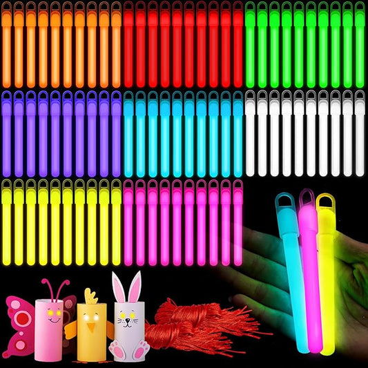 Lewtemi 100 Pack 4 Inch Glow Macarons Sticks Bulk, Glow in the Dark Party Supplies Birthday and Holidays