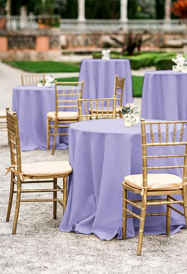 Fani 10 Pack 120 Inch Round Lavender Polyester Tablecloths for Round Table, Stain and Wrinkle Resistant, Perfect for Wedding Party Dining Table Buffet Banquet Restaurant and Camping