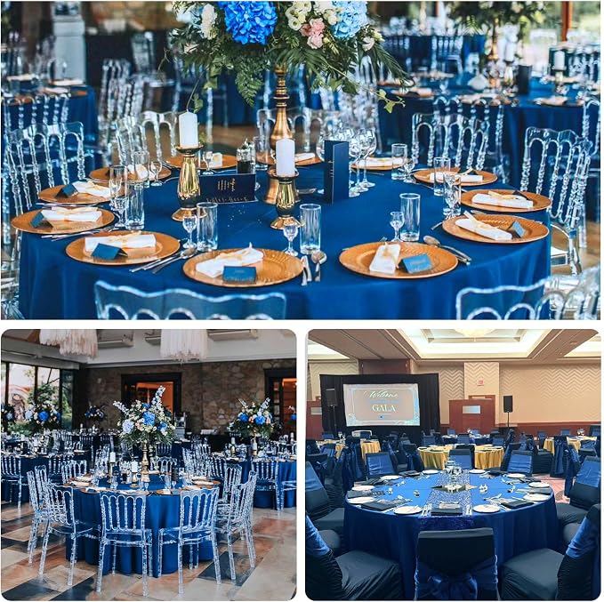 8 Pack Royal Blue Round Tablecloth 120 Inch Cloth Table Cloth for Round Tables, Washable Polyester Table Cloth Stain and Wrinkle Resistant Decorative Table Cover for Wedding Party Dining Banquet