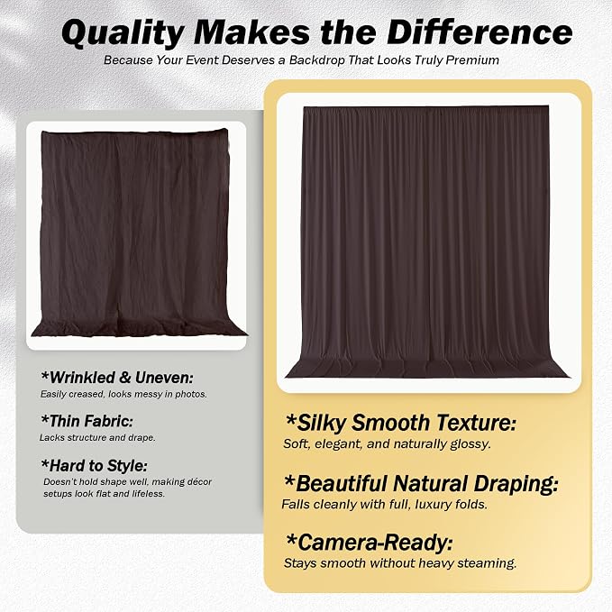 10ft×12ft Brown Backdrop Curtains for Wedding Parties, 2 Panels Wrinkle Free Polyester Photo Backdrop Drapes Back Drop Cloth for Birthday Photography Background