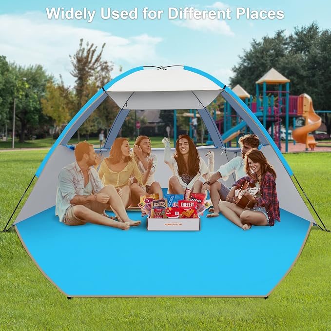 Gorich Beach Tent Sun Shelter for 3/4/6/8/10 Person with UPF 50＋ UV Protection, Lightweight & Easy Setup Beach Shade Canopy, Portable Beach Shade Tent Beach Cabana