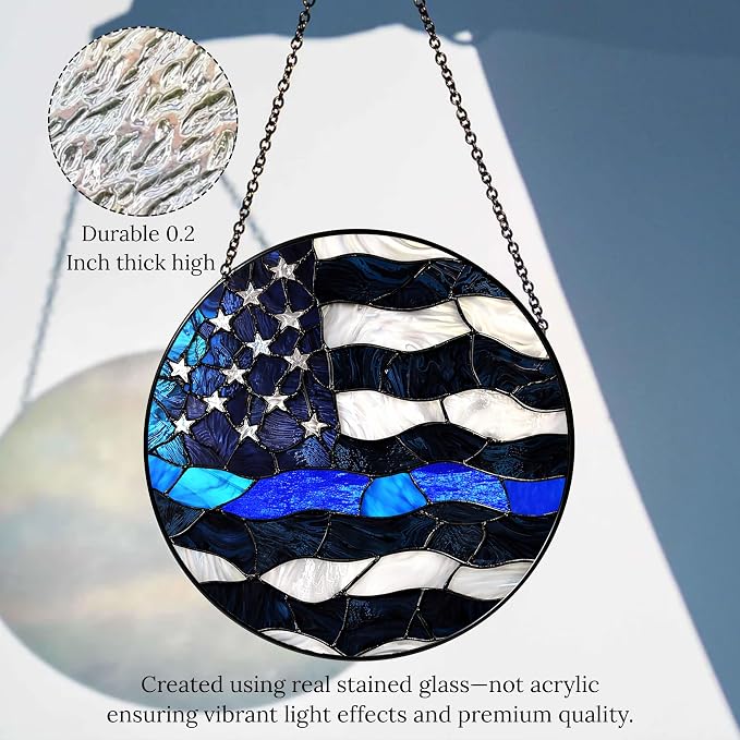 Police Officer Stained Glass Suncatcher 6x6'', Police Graduation, Academy Graduate Gifts, Gifts for Men